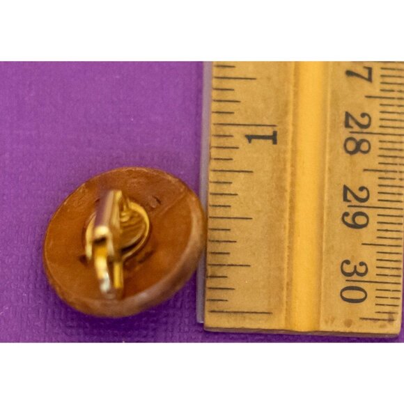 Vintage Red Rose Floral Circle Wooden Clip On Earrings - V24 - Picture 2 of 2